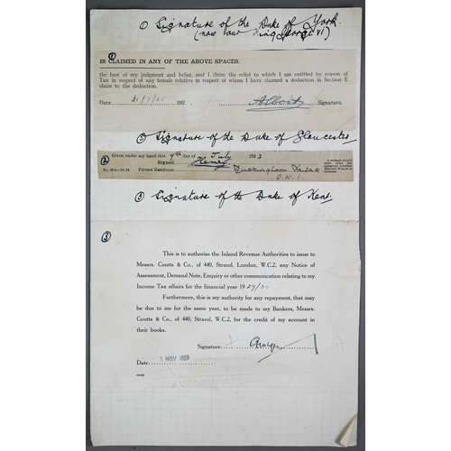 1005 - Three signatures of Royal Dukes - Albert Duke of York (latterly George VI), 1925, Henry Duke of Glou... 