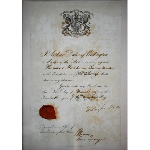 1006 - Duke of Wellington autograph - a scroll inscribed 'I Arthur Duke of Wellington Master of the Horse d... 