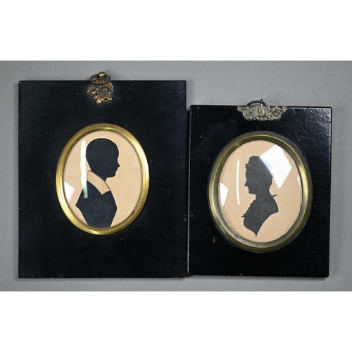 1025 - Two early 19th century portrait miniatures on card - gentleman and young boy to/w two painted and gi... 