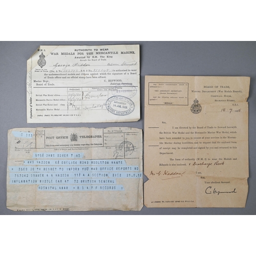 1032 - A WWI death plaque for Arthur Albert Haddon to/with original OHMS telegram and the WWI medal pair to... 