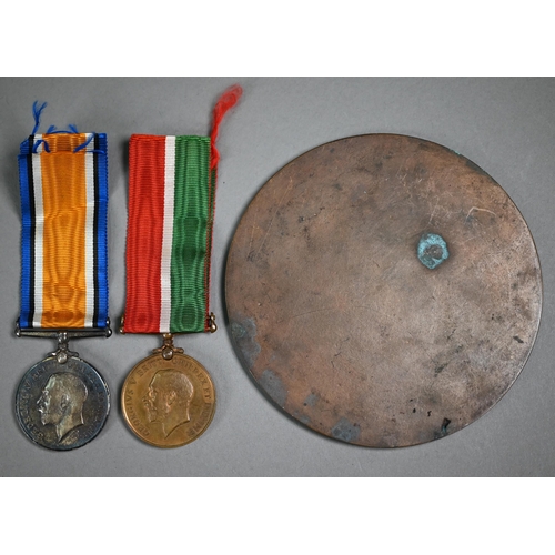 1032 - A WWI death plaque for Arthur Albert Haddon to/with original OHMS telegram and the WWI medal pair to... 