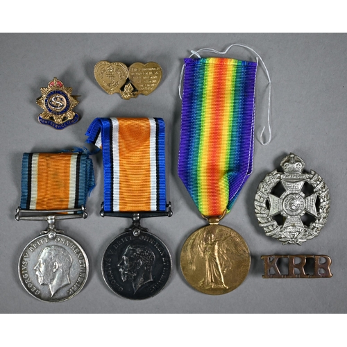 1034 - A World War I pair (War medal and Victorian medal) to 12938 Pte L Brailey MGC to/w a War Medal to L-... 