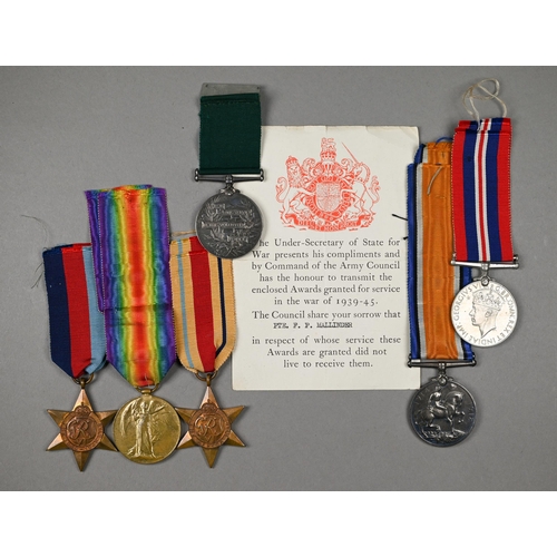 1035 - A WWI pair to 208962 Pte. A E Mullender, Labour Corps, British War Medal; Victory Medal to/with WWII... 