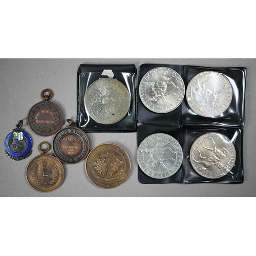 1045 - Various silver and other sports medallions, military badges, buttons, Metropolitan Police notebook b... 