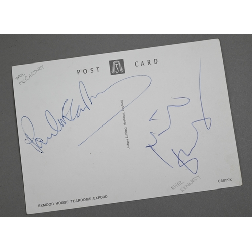 1066 - Autographs - Paul McCartney and Nigel Kennedy, on the same postcard