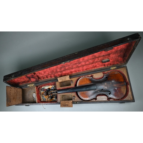 1088 - A 19th century violin with 14