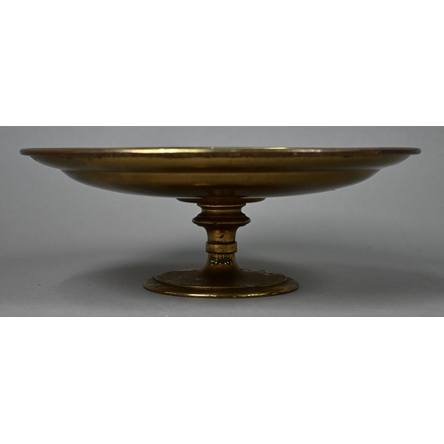 1091 - A 19th century cast brass tazza, impressed with relief medallions depicting medieval continental kin... 