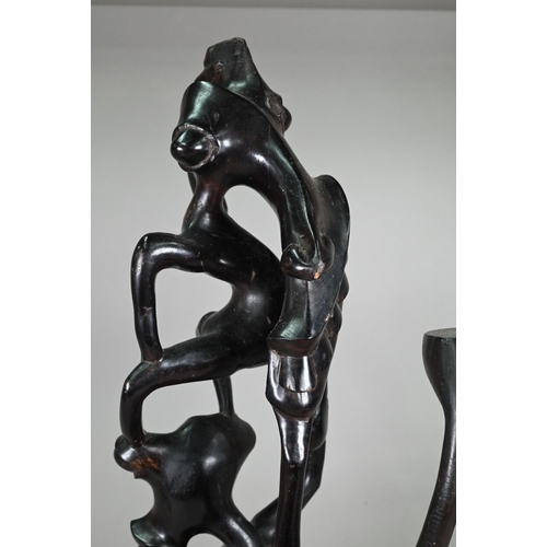 1122 - Three African figural carvings, 79-35 cm