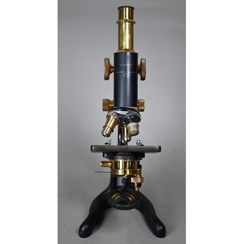 1128 - A W Watson & Sons Ltd (London) 'Service' microscope, in mahogany case