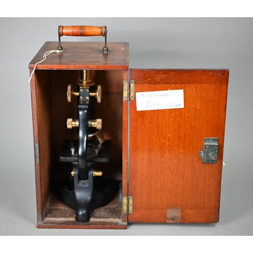 1128 - A W Watson & Sons Ltd (London) 'Service' microscope, in mahogany case