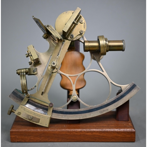 1131 - A vintage brass sextant by J Coombes, Devonport, named for Captain Kerrison Kiddle MBE RN 1876-1949