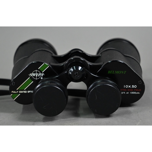 1133 - A cased pair of Habicht 10 x 25B Swarovski pocket binoculars to/w a pair of Swift Belmont 10 x 50 bi... 