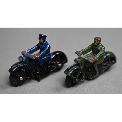 1157 - A Dinky 44b AA Patrol Motorcycle, a 43b RAC Patrol Motorcycle and a 42b motorcycle and side car - Po... 