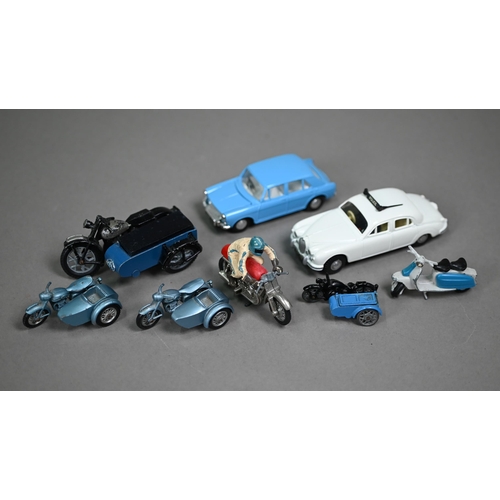 1158 - A die-cast RAC motorcycle with sidecar, to/w a racing motorcycle with rider, two 'Spot-On' models - ... 