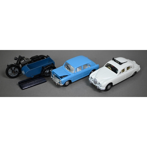 1158 - A die-cast RAC motorcycle with sidecar, to/w a racing motorcycle with rider, two 'Spot-On' models - ... 