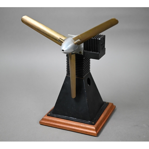 1183 - A small model Stirling engine, driving a propellor, 38cm high overall