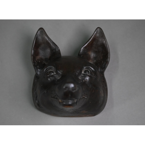 1255 - A cast iron fox's head doorstop, 15 cm