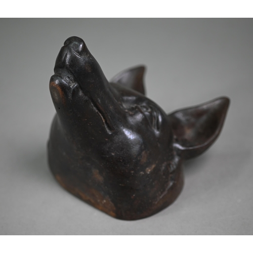 1255 - A cast iron fox's head doorstop, 15 cm