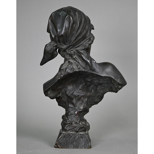 1256 - After Emmanuel Villanis (1858-1914), a brown patinated bronze female bust 'Fille de Bohème', ... 