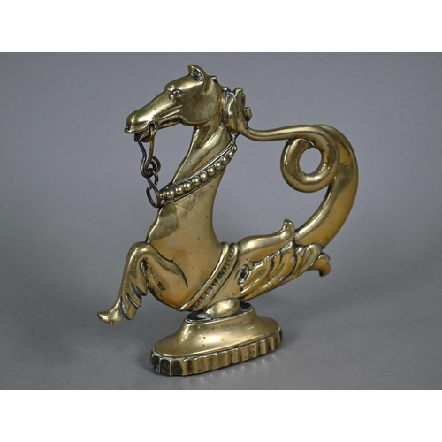 1261 - A 19th century continental Venetian gondola oarlock in the form of a brass hippocampus, 26 cm high