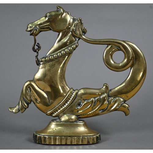 1261 - A 19th century continental Venetian gondola oarlock in the form of a brass hippocampus, 26 cm high