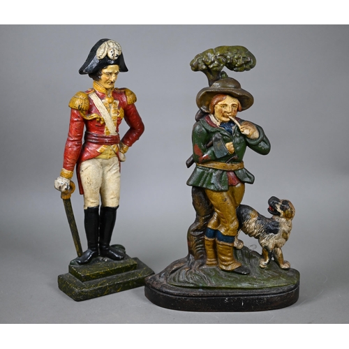 1262 - Two Baldwin cold-painted cast iron doorstops, Duke of Wellington no. 28 and Woodsman no. 60 (2)