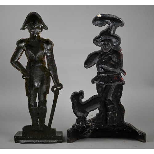 1262 - Two Baldwin cold-painted cast iron doorstops, Duke of Wellington no. 28 and Woodsman no. 60 (2)