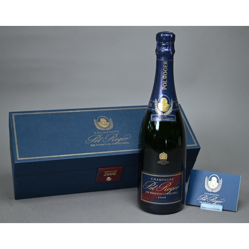 1300 - A bottle of 2008 vintage Pol Roger, Sir Winston Churchill champagne (boxed), no warranty offered as ... 