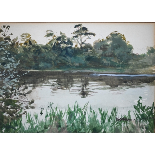 726 - Norman Wilkinson (1878-1971) - Three views - 'Still waters', 'Quiet lake, Romsey' and 'The Beach', w... 