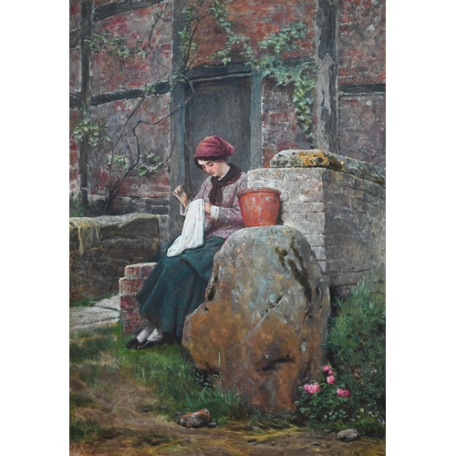 764 - John Dawson Watson (1832-1892) - 'The Spinstress', watercolour, signed lower left and dated 1875, 51... 