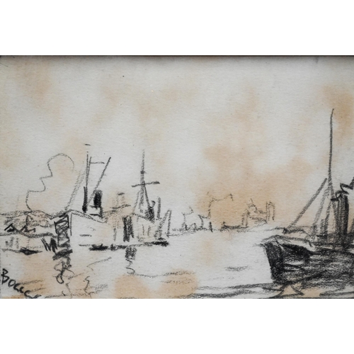 776 - Frank Boggs (1855-1926) - Shipping sketch in pencil, signed lower left,7.5 x 11 cm