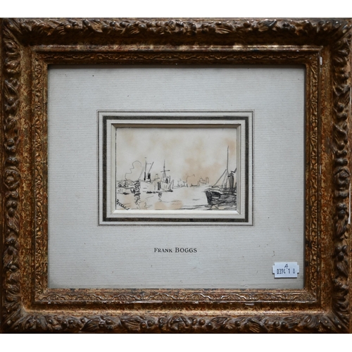 776 - Frank Boggs (1855-1926) - Shipping sketch in pencil, signed lower left,7.5 x 11 cm