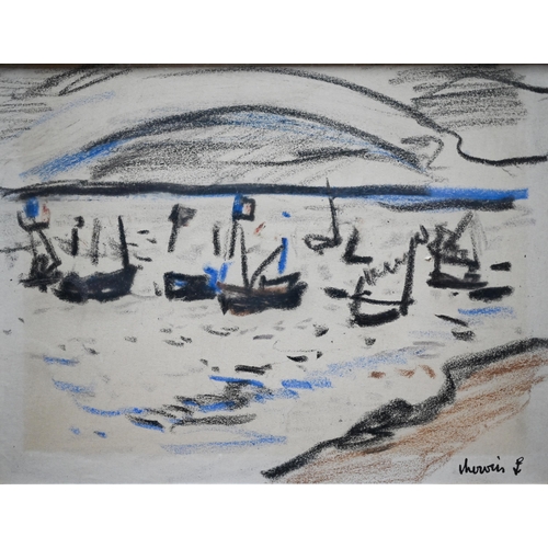 777 - Chervin - Two chalk sailing sketches, signed, and inscribed by Paul Gallico on reverse,12.5 x16.5 cm... 