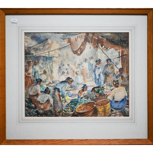 780 - U BA THET (1903-1972) - A busy market scene, watercolour, signed and dated '38 lower left, 32 x 40 c... 