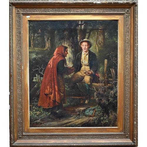 796 - A Potter - 'The Fortune-Teller', oil on canvas, signed and dated 1879 lower left, 75 x 62 cm