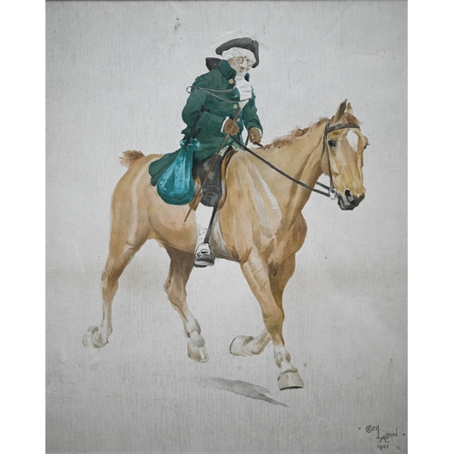 798 - Cecil Aldin (1870-1935) - Figure on horseback, watercolour, signed and dated 1901 lower right, 39 x ... 