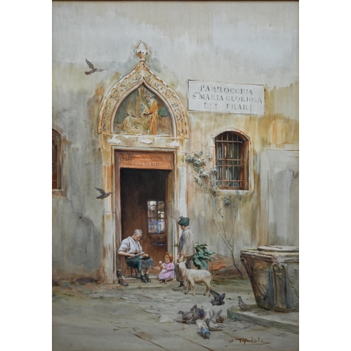 800 - Walter Tyndale (1855/59-1943) - Cobbler mending boots at the entrance to Santa Maria, watercolour, s... 