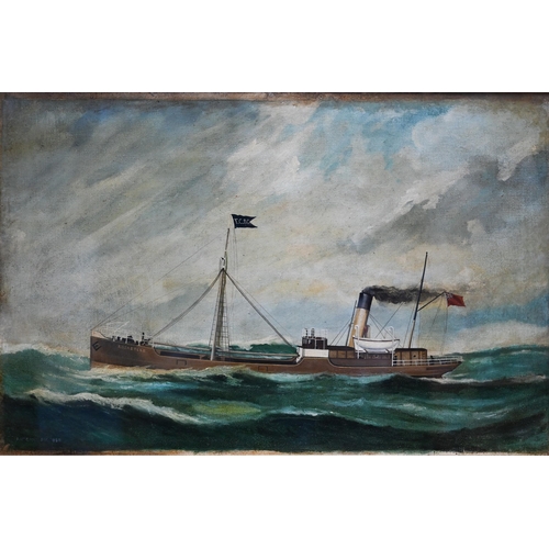 805 - English school - Study of the steamboat 'Rosabelle', oil on canvas, indistinctly signed lower left, ... 