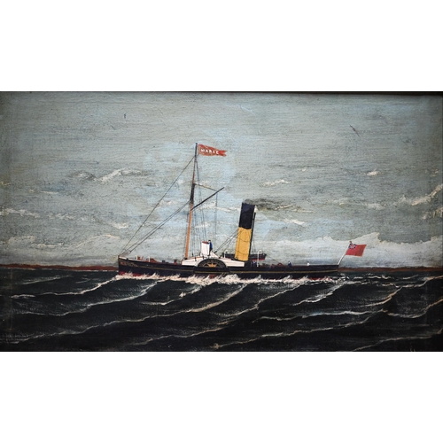 807 - English school - Study of the steam ship 'Marie', oil on canvas, signed indistinctly lower right, 45... 