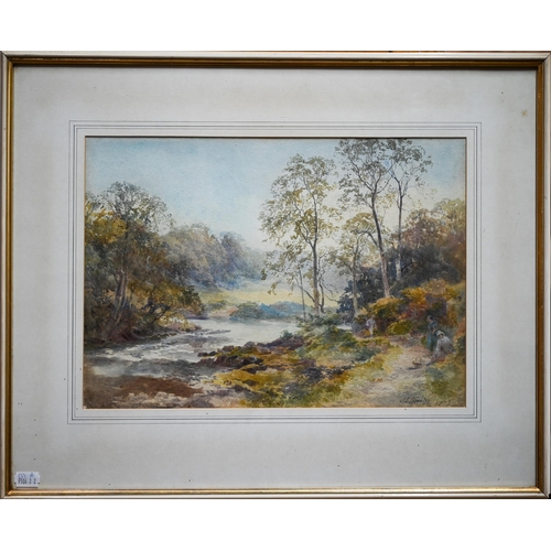 813 - J S Gresley (1829-1908) A pair of river landscapes, watercolour, signed lower right and one dated 18... 