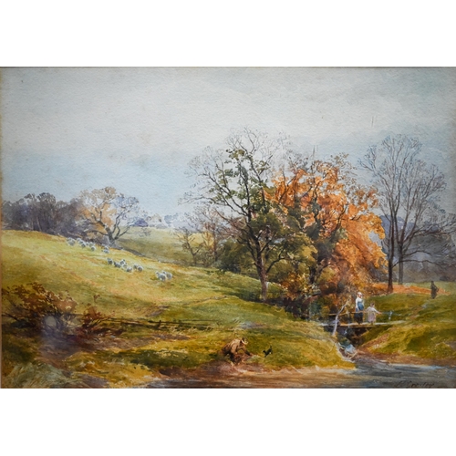 813 - J S Gresley (1829-1908) A pair of river landscapes, watercolour, signed lower right and one dated 18... 