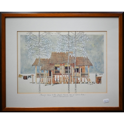 817 - After Mohammed Zaki (b 1963) - Print 'Penring House with double hipped roof of Nipah Palm, 27 x 39 c... 