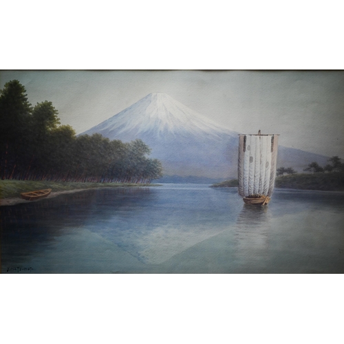 824 - Y Matsumoto - Mount Fuji landscape, watercolour, signed lower left, 29 x 48.5 cm