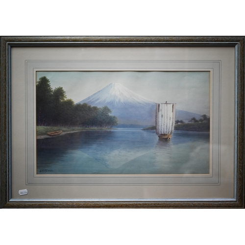 824 - Y Matsumoto - Mount Fuji landscape, watercolour, signed lower left, 29 x 48.5 cm