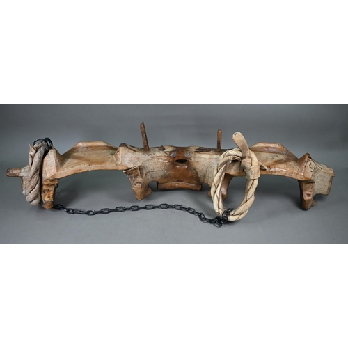 833 - An Asian ox-cart/plough double yoke, 134 cm wide