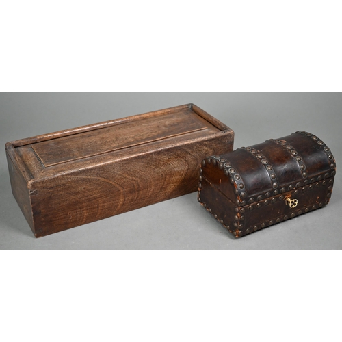 835 - A Regency mahogany single sarcophagus tea caddy box, to/w a Sheraton mahogany cube tea caddy with bo... 