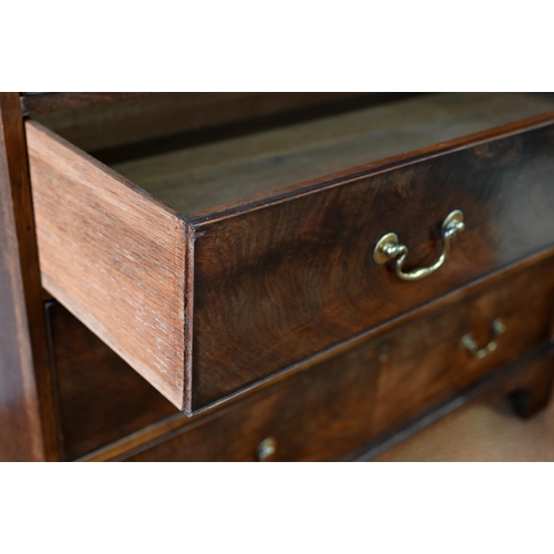 851 - A George III mahogany chest on chest, the dentil moulded cornice over two short and three long gradu... 