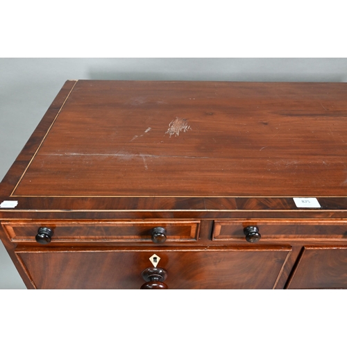 875 - A Victorian mahogany chest of three shallow drawers over two short and three long graduated drawers,... 