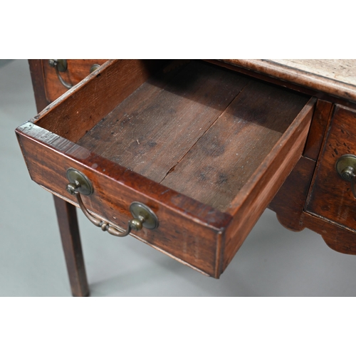 890 - A Georgian oak mahogany three drawer low-boy, raised on chamfered square legs, 68 cm x 45 cm x 71 cm... 