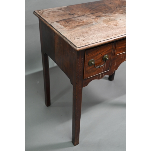 890 - A Georgian oak mahogany three drawer low-boy, raised on chamfered square legs, 68 cm x 45 cm x 71 cm... 